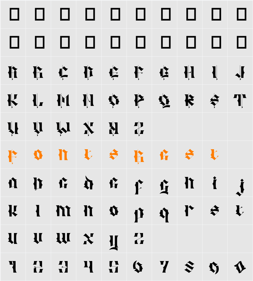 Tosten Character Map