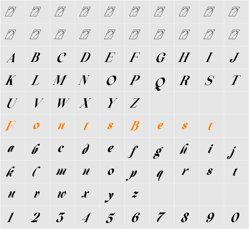 Beautiful Comethrue Ultr Bold Ultra Cond Character Map