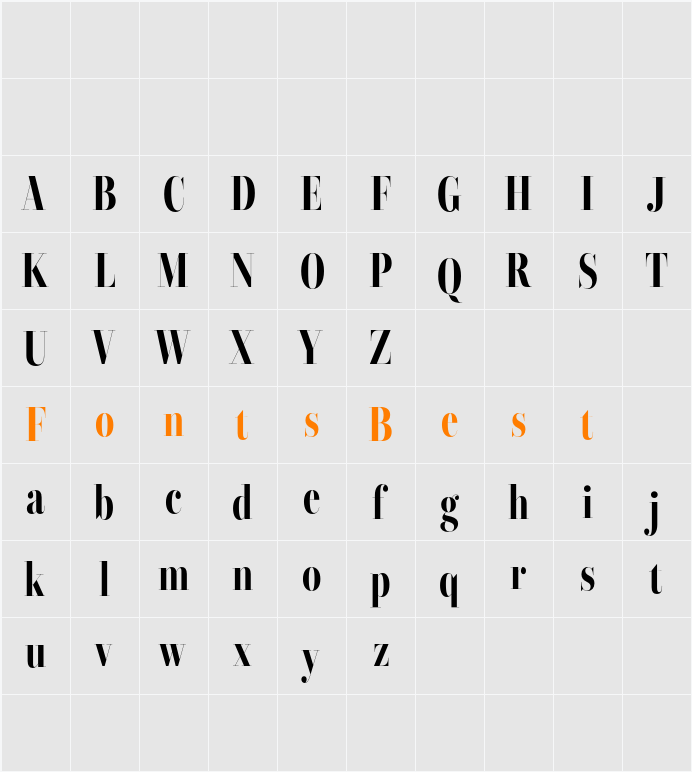 Esthoria Demo 72 Point Character Map