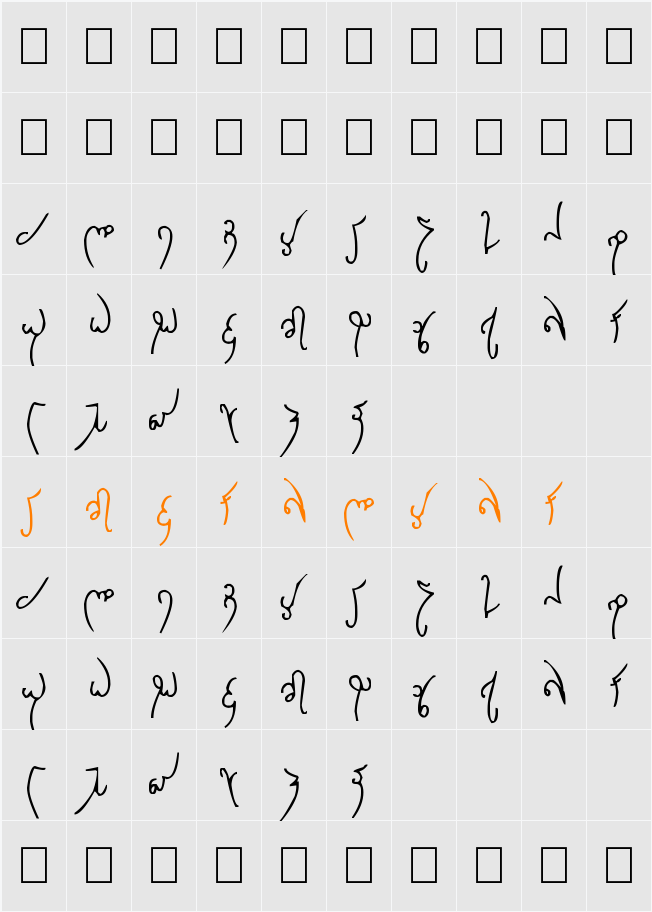 Elfique Character Map