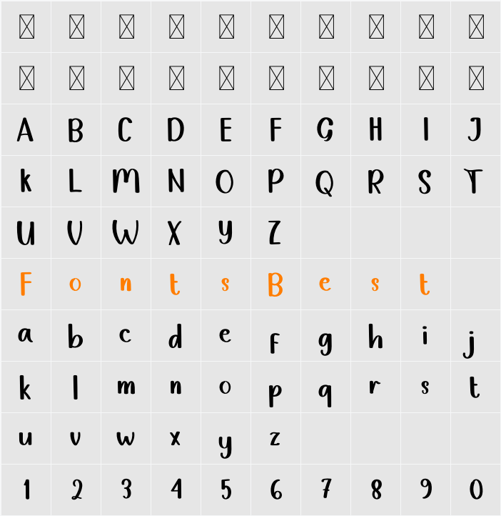 BARBERA Character Map
