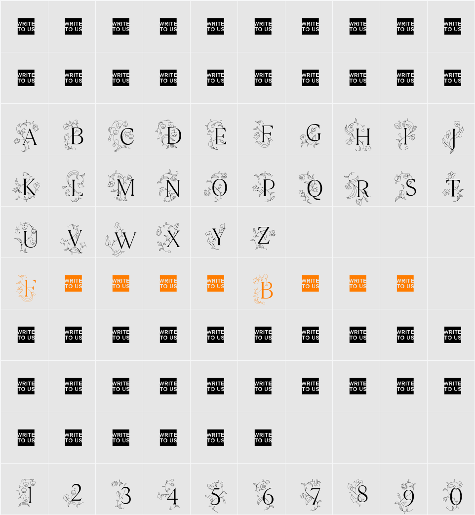 TT Ramillas Initials Trl XLt Character Map