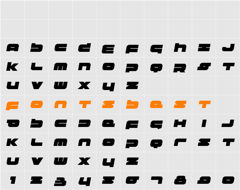 Delmoto Semi-Italic Character Map