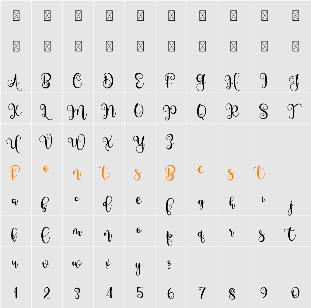 Something Cherish Character Map