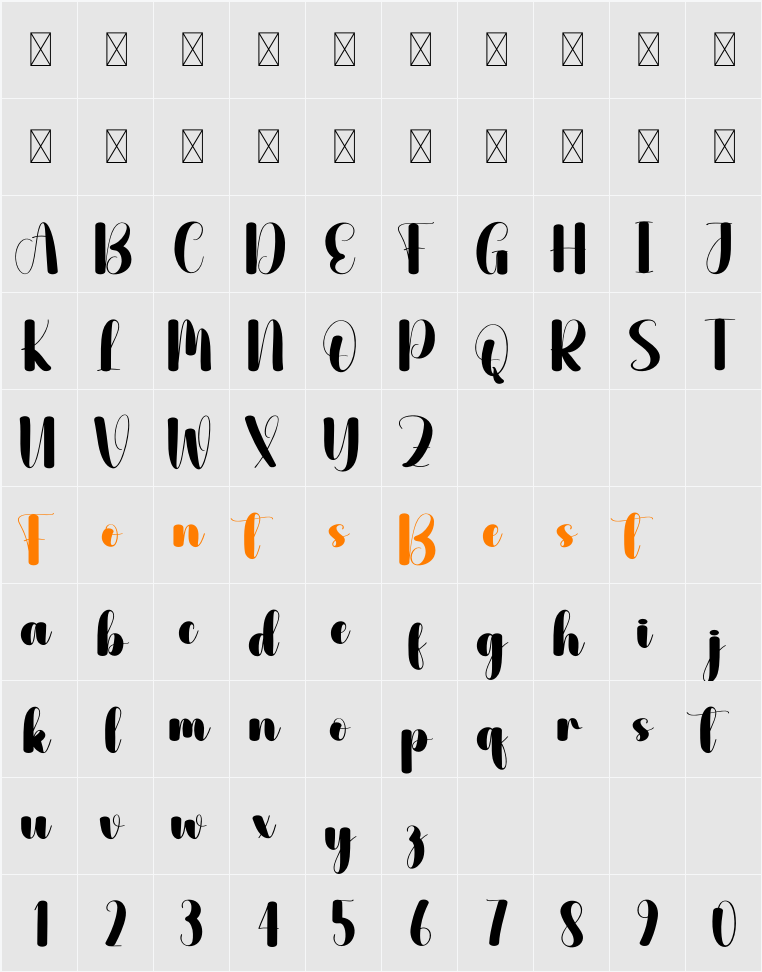 Fittings Character Map