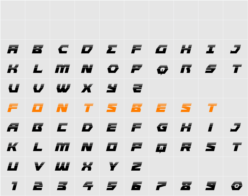Cyberform Halftone Italic Character Map
