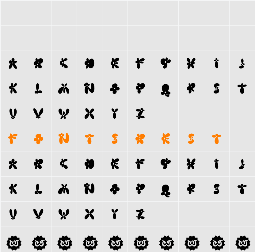 Burst Flower Character Map