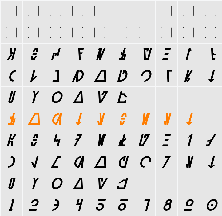 Aurebesh Cantina Character Map