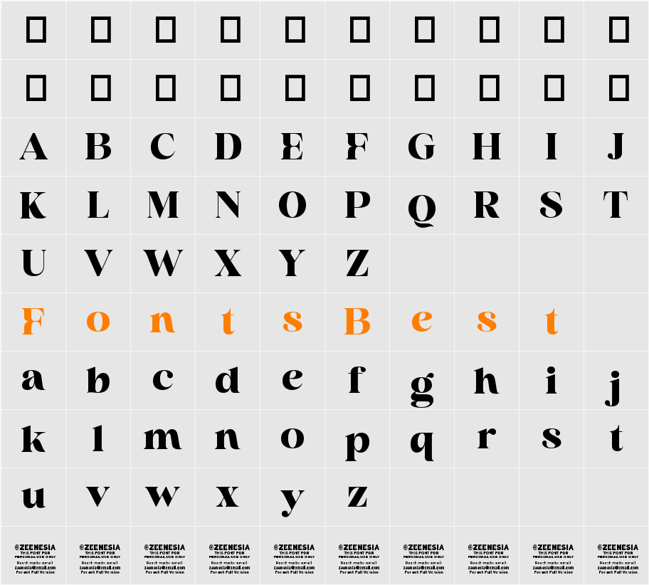 Rocline Personal Use Only Character Map
