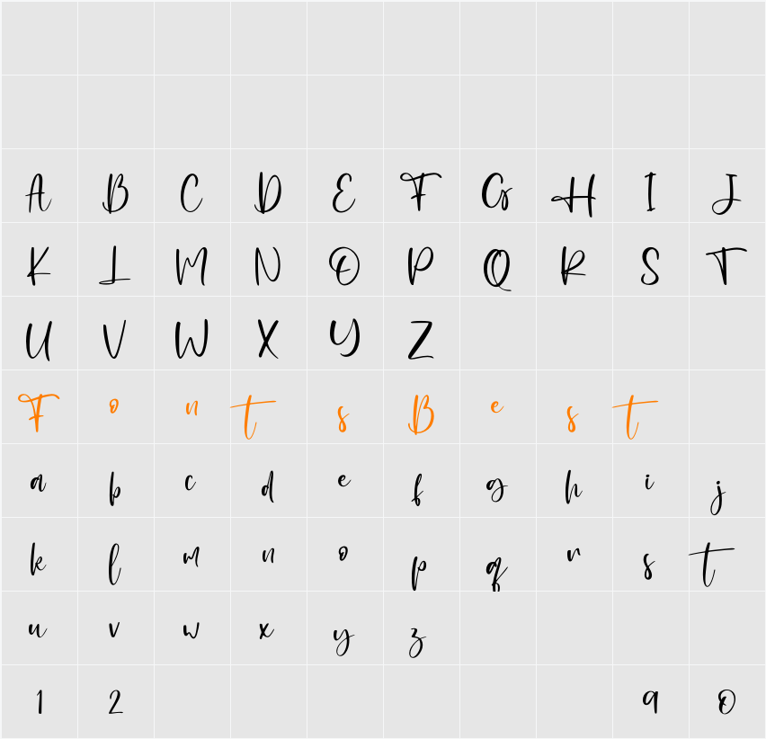 Established - Personal Use Character Map