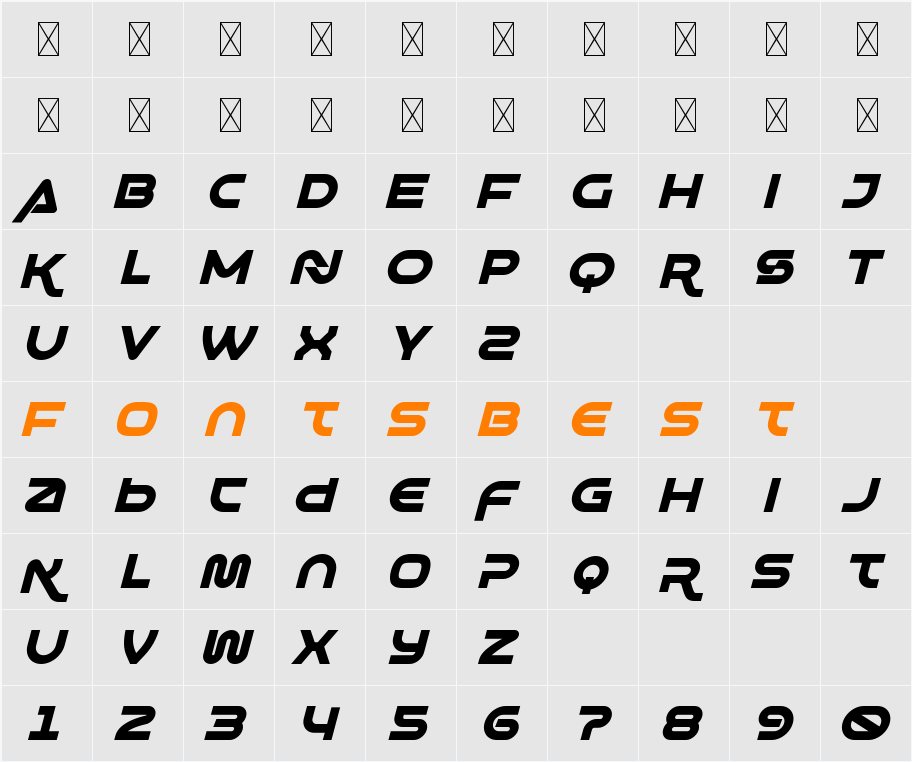 Alphacorsa Personal Use Italic Character Map