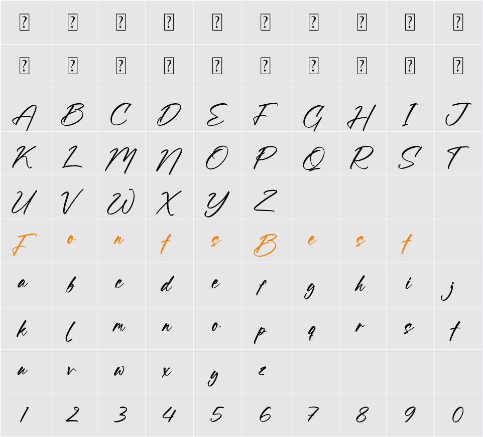 Stockeline Character Map