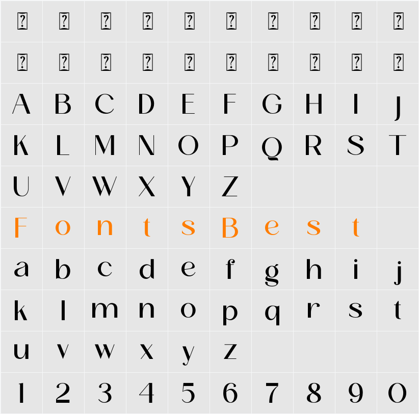Arenta Character Map