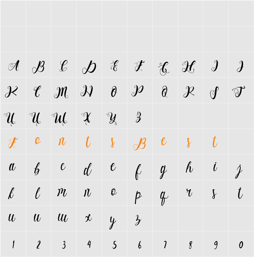 Alhenya Script Character Map