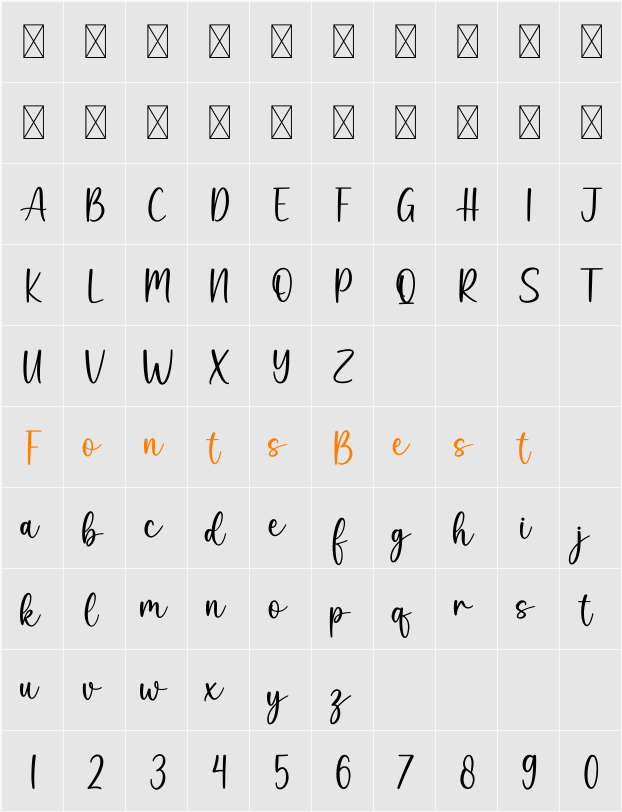 Adelia Character Map