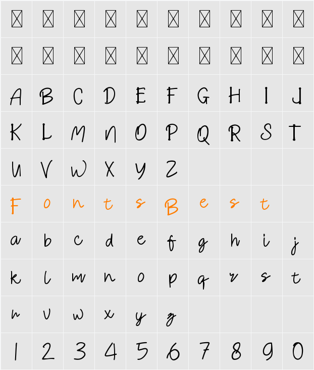 Briivaty Character Map