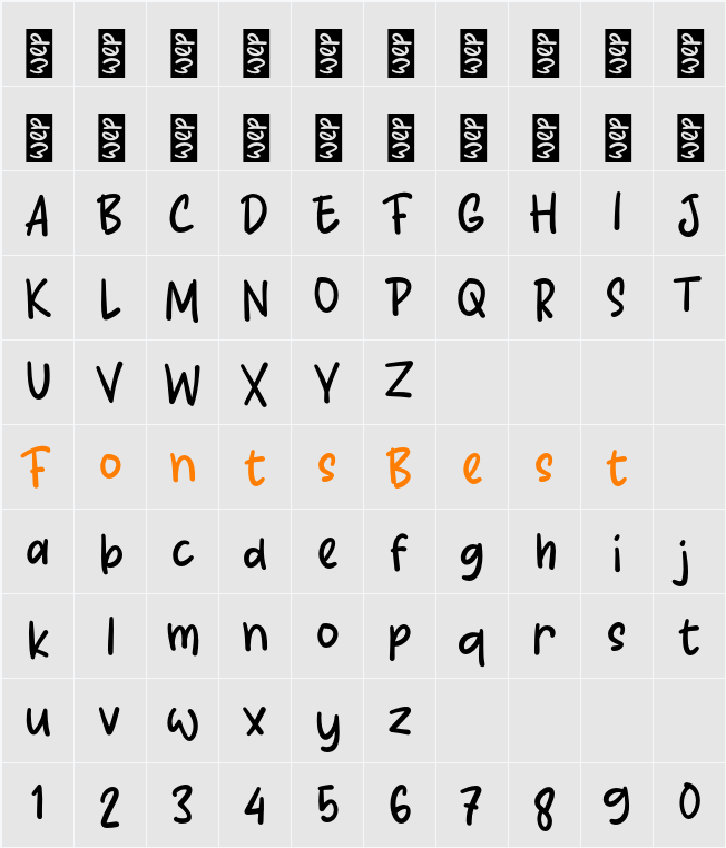 K Kreasiku Character Map