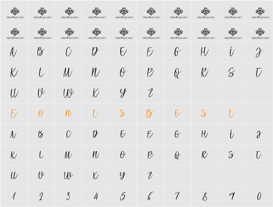 All Caps Script Character Map