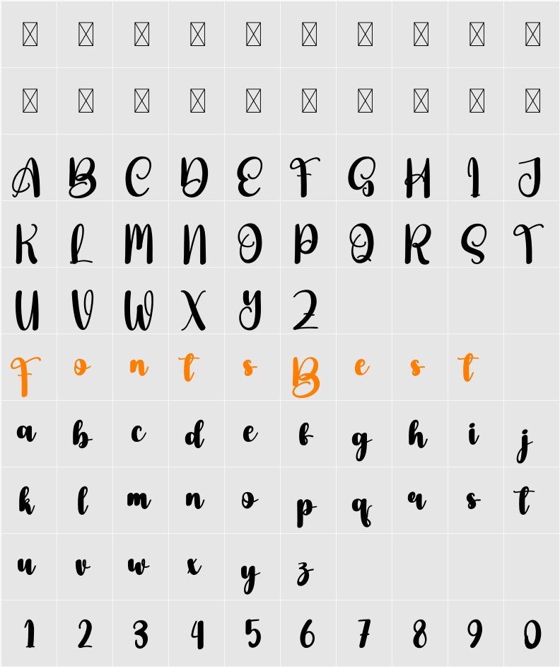 Gleaming Character Map