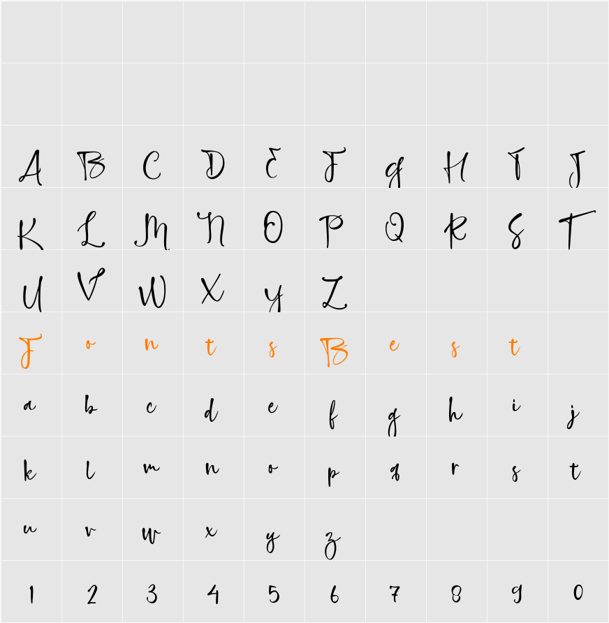 Highland Script Character Map