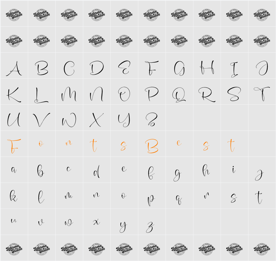 Kavender Aquilegia DEMO VERSION Character Map