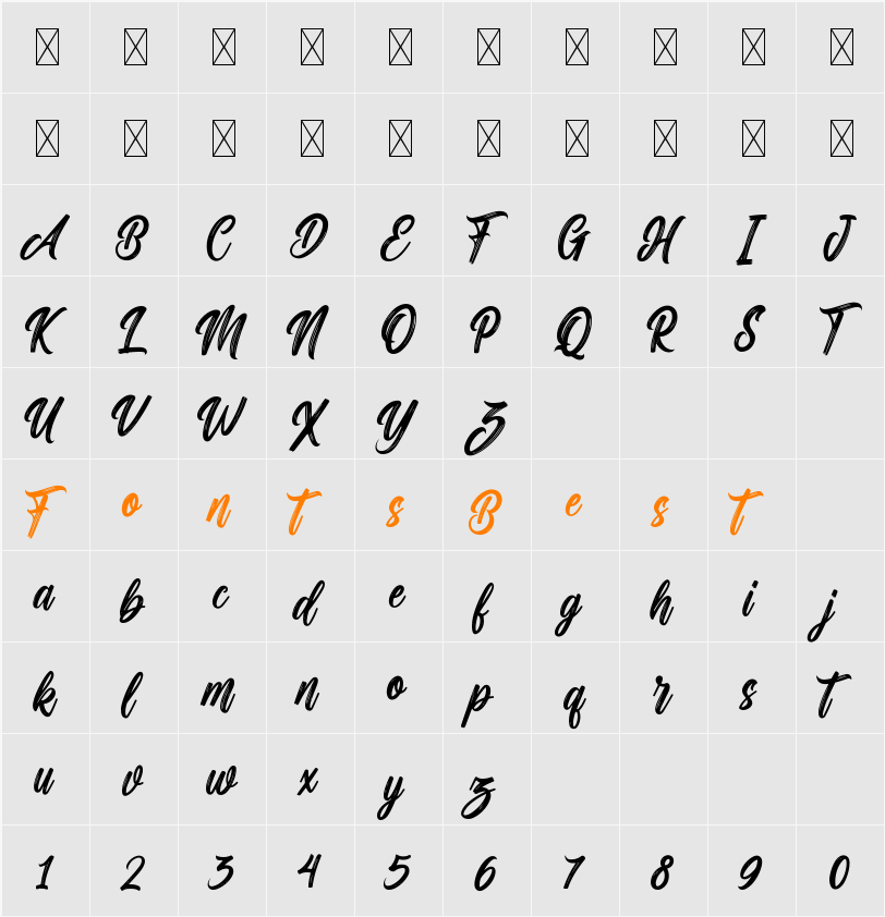 Milestone Brush Character Map