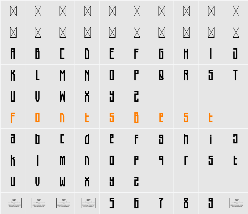 Equinox Character Map