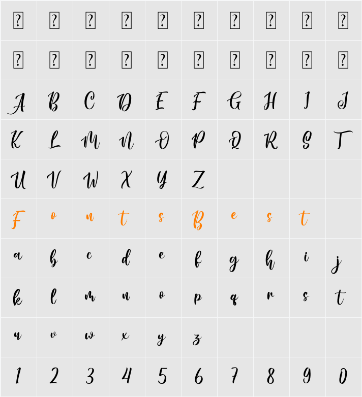Cambrina Character Map