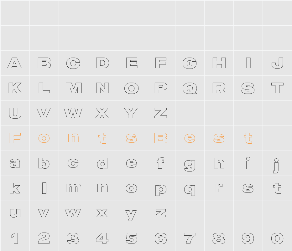 MADE Outer Sans Outline Character Map