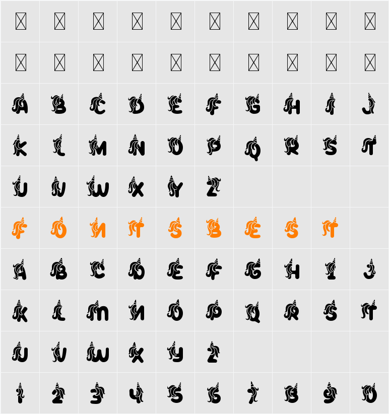 Peppy Pegasus Horn One Character Map