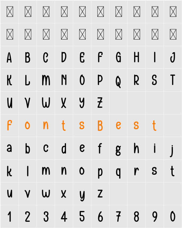 HAPPYMASS Character Map