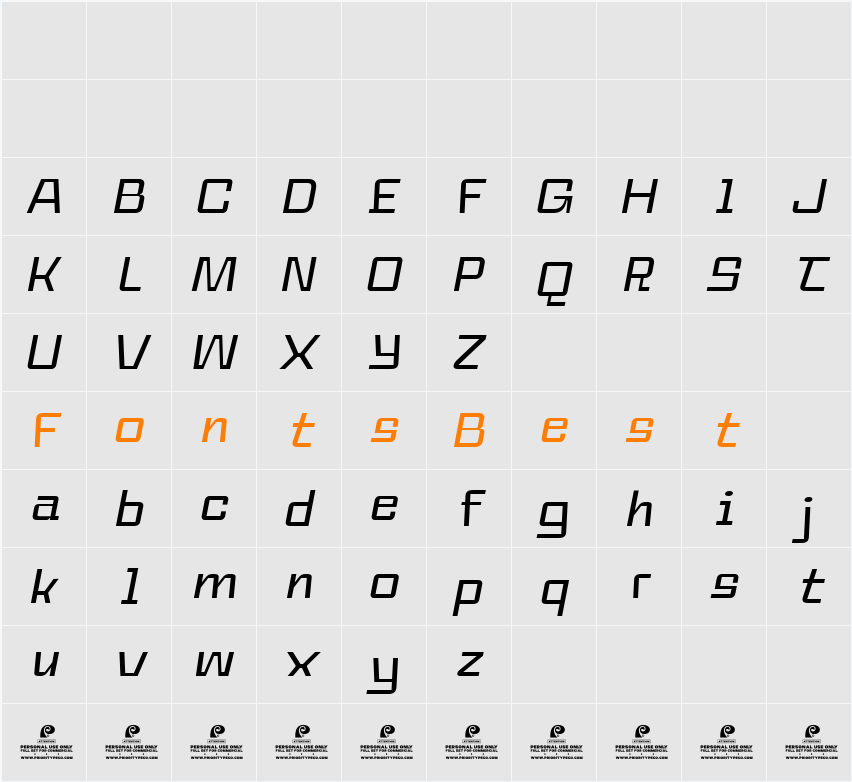 PC Magrok DEMO Slant Character Map