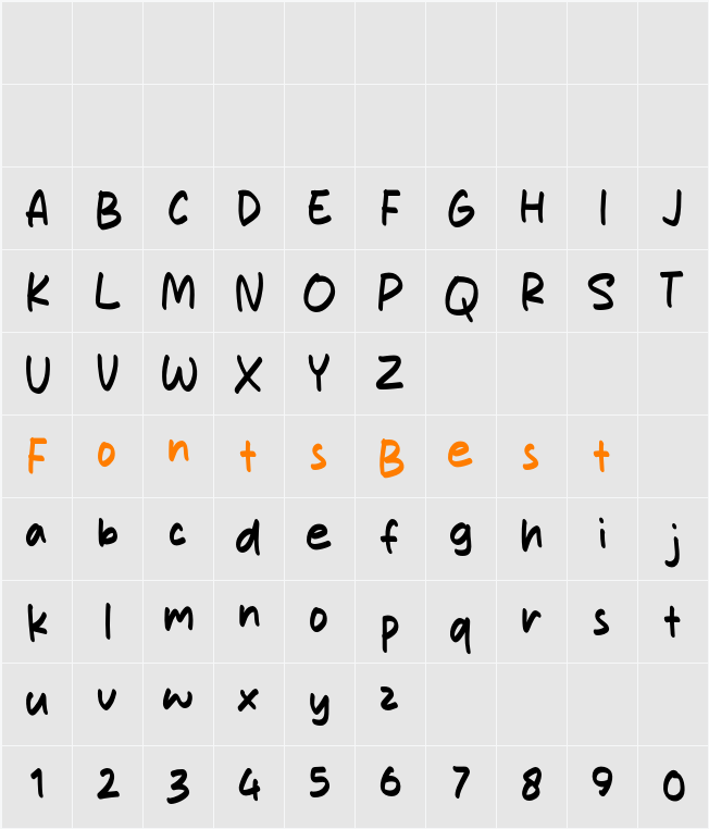Milkita Character Map