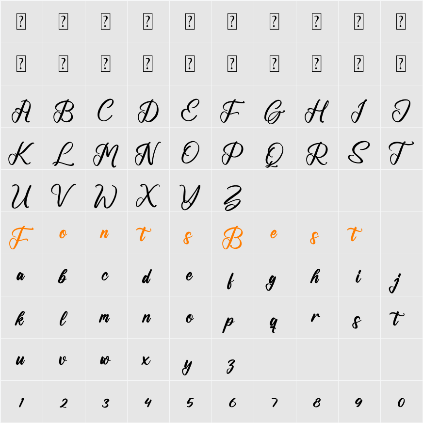 Backrush Character Map