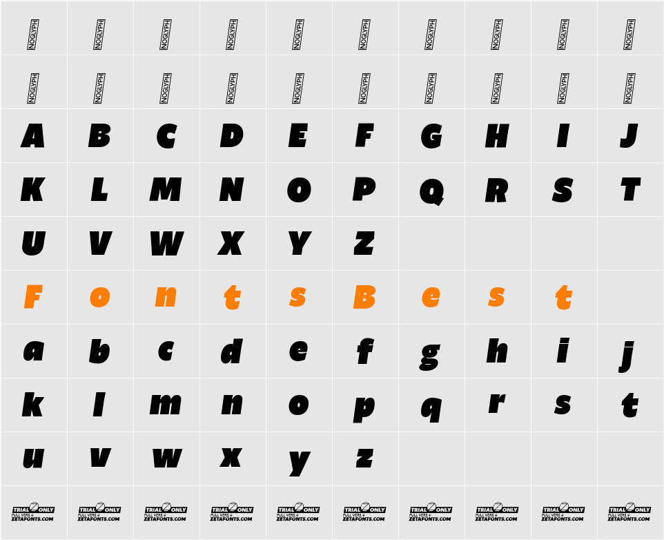 Ambra Sans Trial Heavy Character Map
