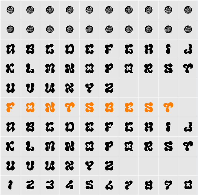 Blumebungabloem Character Map