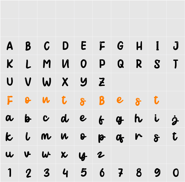 Baby Bonita - Personal Use Character Map