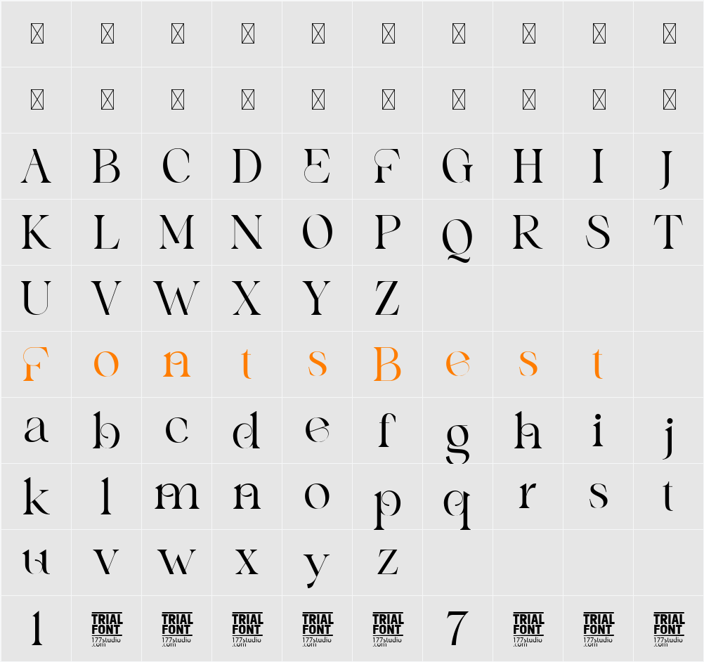 ASPECT RANGE DEMO Character Map