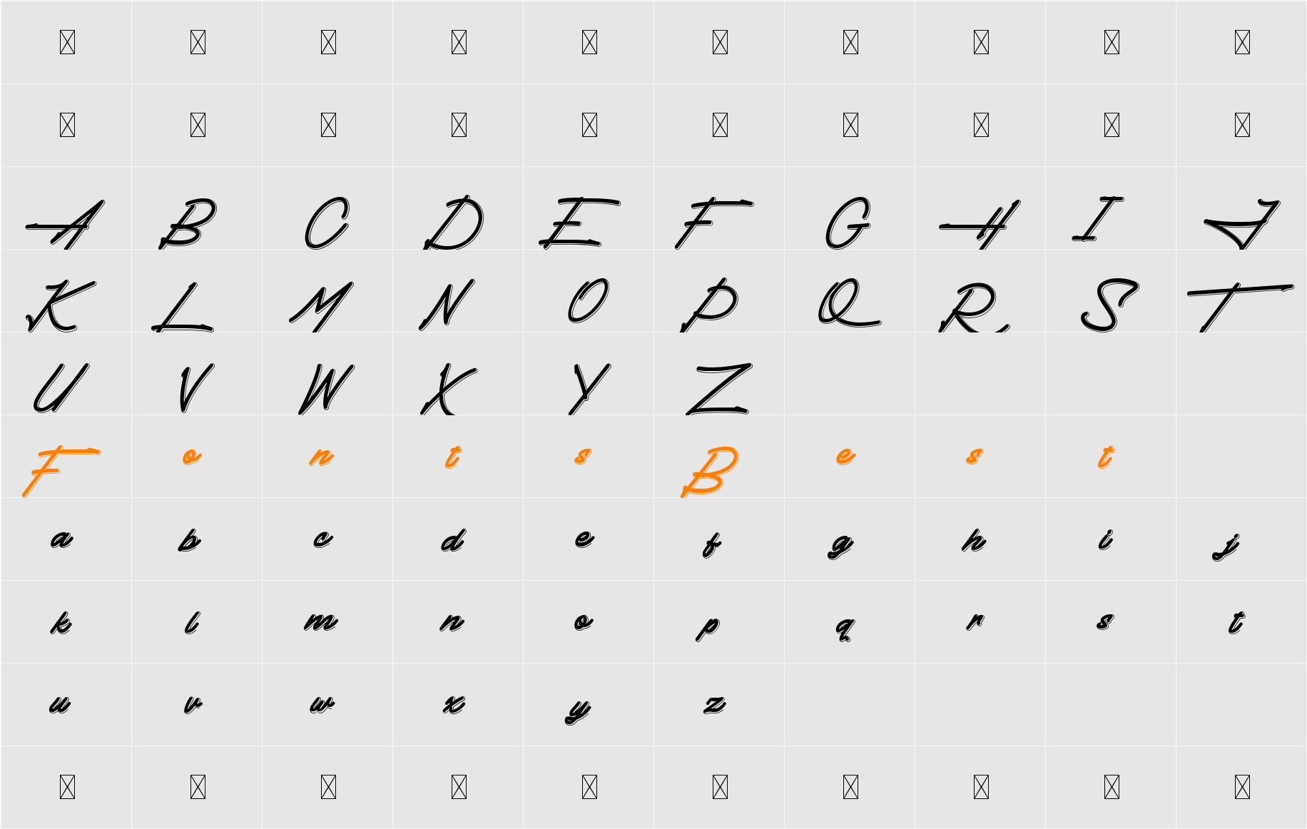 Thundergood Character Map