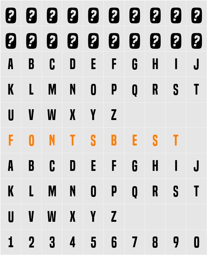 Built Titling Sb Character Map