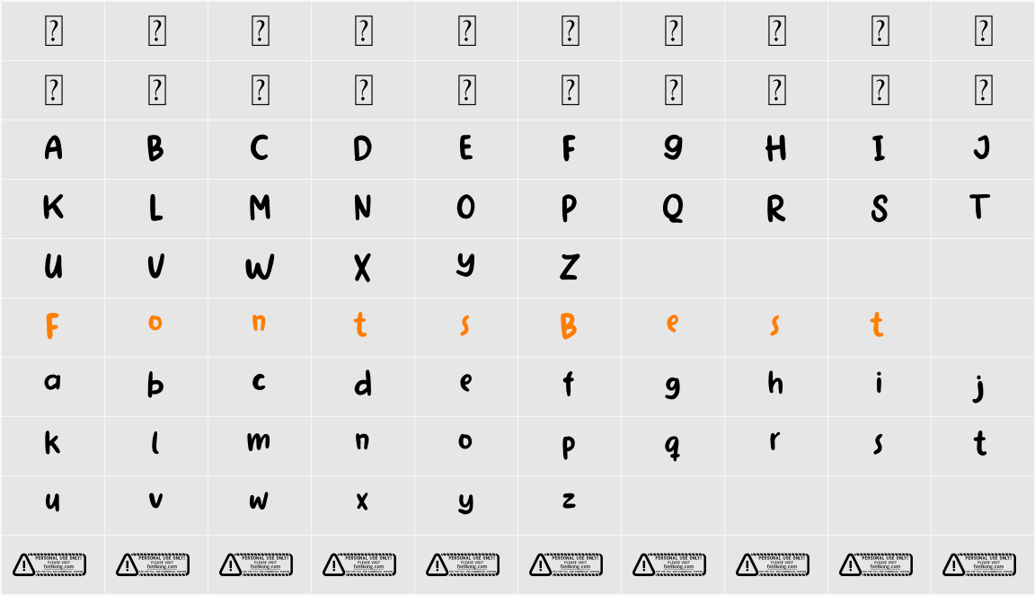 Hei Dandy PERSONAL USE ONLY! Character Map