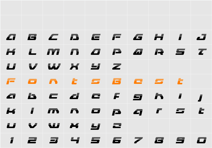 Furian Halftone Italic Character Map