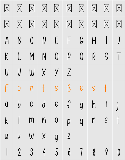 Chocho Crunch Character Map