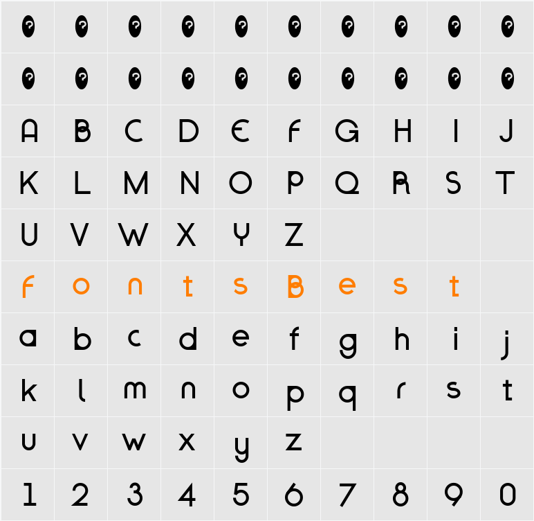 FR Grey Fit Character Map