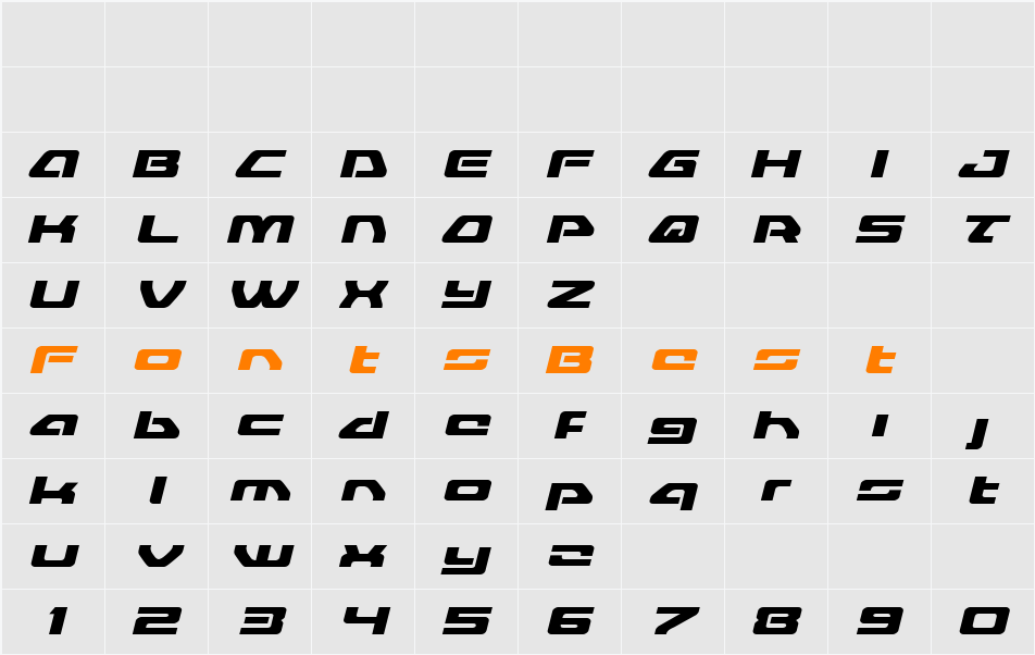 Furian Expanded Italic Character Map