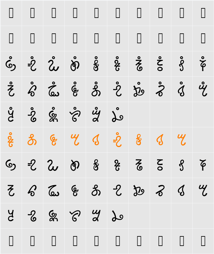 Ory_1_0 Character Map