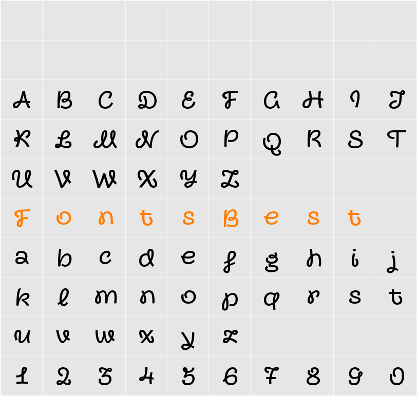 Transforma Script Medium Character Map