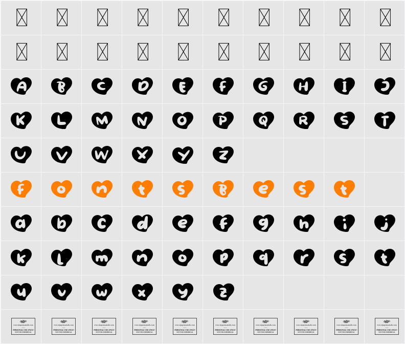 Adore Character Map