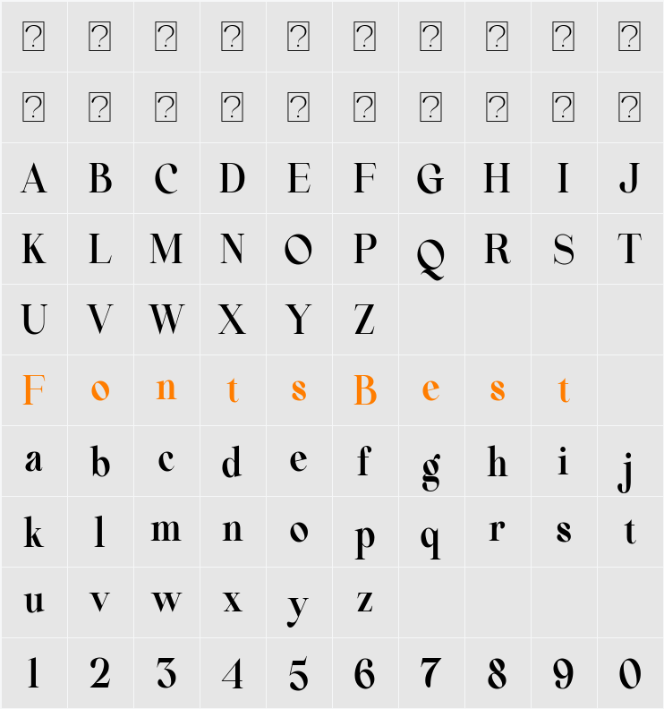 Beautiful Comethrue Bold Ultra Condensed Character Map