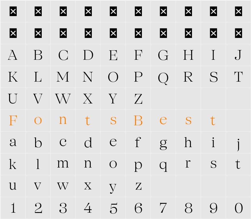 SFT Schrifted Serif TRIAL D D Light Character Map